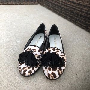 Anne Klein Devina Leopard Print Tasseled Flats